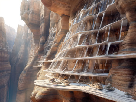 Beautiful sandstone formations in surreal landscape. 3d renderの素材