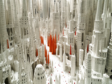 3d model of an abstract alien city with otherworldly architecture.の素材