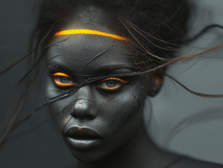 Portrait of a beautiful girl with fantasy make-up. 3d renderingの素材