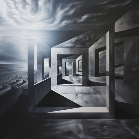 Futuristic abstract background, 3D rendering. Mixed perspectives and abstract architecture.の素材