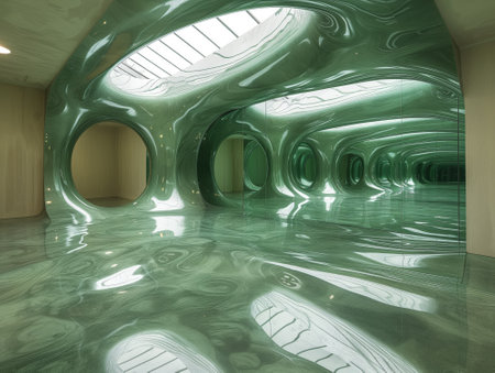3d render of modern architecture interior. Futuristic interior design.の素材
