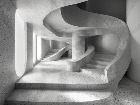Abstract architecture background, empty concrete interior. 3d render Illustrationの素材