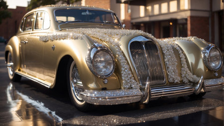 3d rendering of Vintage Car decorated with diamonds.の素材