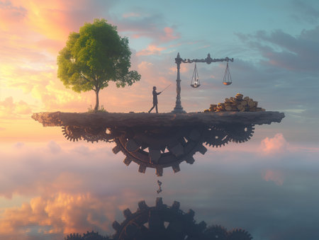 concept of balance between business and life. 3d render illustration.の素材