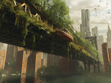 Absurd construction in the middle of the city. 3d rendering.の素材