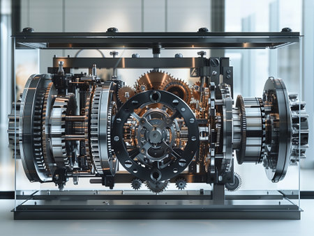 3D rendering of a gearbox in a 3D illustration.の素材