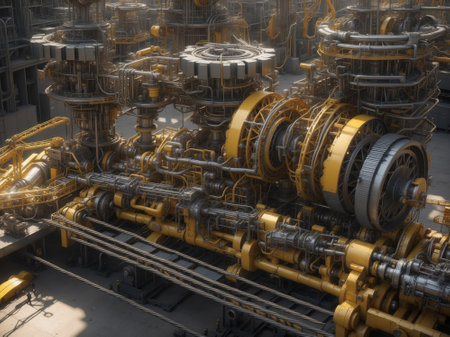 Industrial equipment in a factory, industrial background, 3d renderの素材