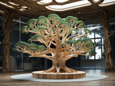 3D rendering of a beautiful intricate bonsai tree in the interior.の素材