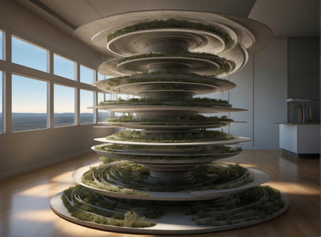 3d render of a modern interior design with green plants in the roomの素材