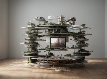 3d illustration of a model of a house made of tree branchesの素材