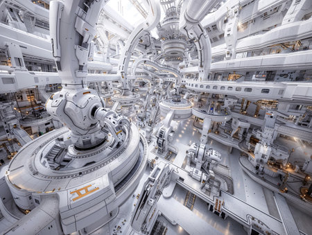 3D CG rendering of a futuristic space station. High resolution.の素材