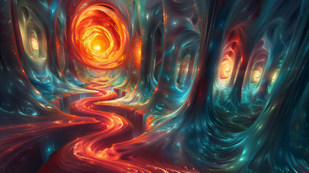 Surreal colorful space on a fantasy planet. 3d illustration.の素材