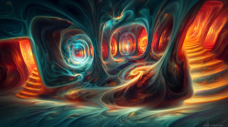 Abstract hall from otherworldly materials. Surreal 3d illustration.の素材