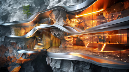Abstract 3d rendering of modern architecture. Sci-fi background.の素材