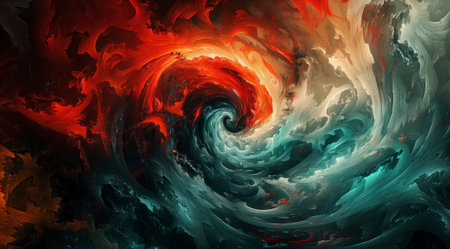 Abstract spiraling colorful clouds with intricate patterns. 3D illustration.の素材
