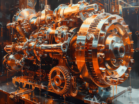 Industrial machinery and equipment. Industrial background. 3D rendering.の素材