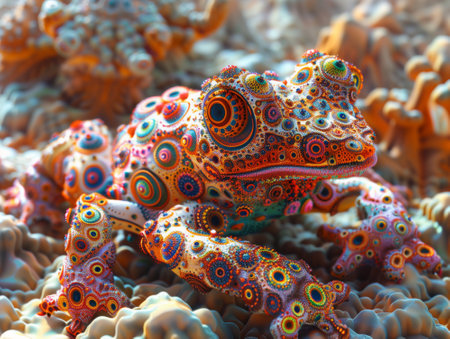 Fantasy alien frog on the corals. 3d rendering.の素材
