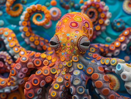 Colorful octopus as a background. Close-up 3d rendering.の素材