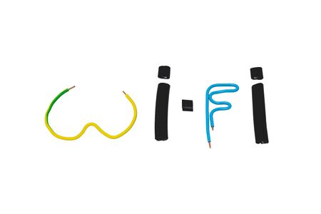 Wi-Fi word composed by coloured wiresの写真素材