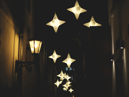 Night street with starlike lamps. Suitable for any purpose useの写真素材