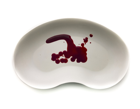 Dark Red blood in the white plastic plate isolated on white background  Suitable for any purpose useの写真素材