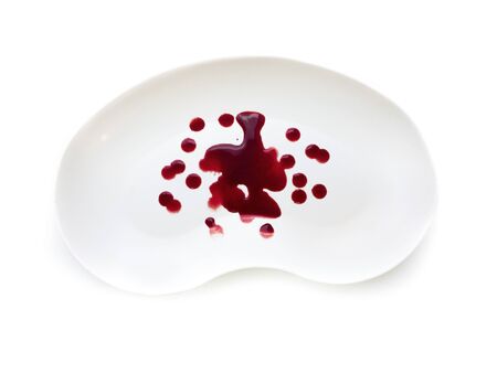 Red blood in the white plastic can isolated on white background.. Suitable for any purpose useの写真素材