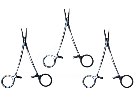 Surgical clamps on white background isolated. Suitable for any purprose use.の写真素材