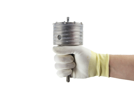 Jackbit in the hand on the white background isolated.の写真素材