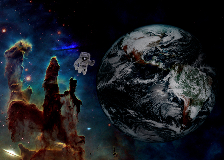 Astronaut in outer spaceの写真素材