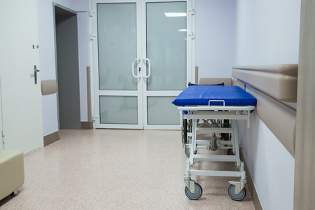 Cheap gurney in the poor hospital corridor