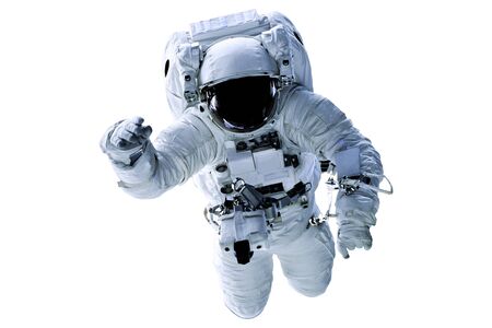 Single  Astronaut with black glas on the helmet isolated on white background. Elements of this image...