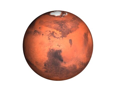 High detailed Planet Mars of solar system render isolated on white background. Elements of this image furnished by .の写真素材