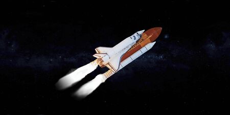 Space shuttle in outer space. Elements of this image were furnished by NASA.の写真素材