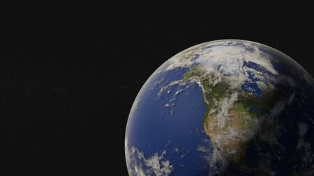 Earth planet of Solar system. North America continent side. Science fiction 3D rendered illustration.の写真素材