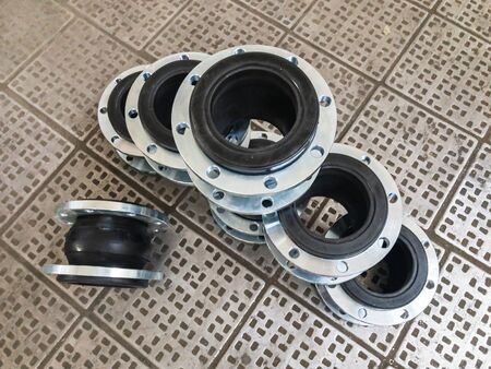 Rubber expansion joints for reduce vibration and dampen sound transmission.の写真素材