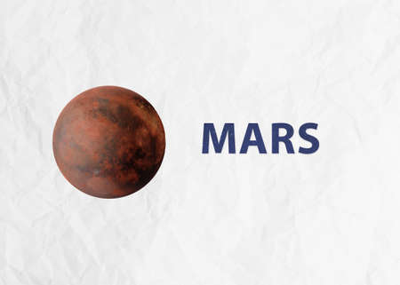 Mars planet of Solar system. Space infographics. Science fiction 3D rendered illustration.の写真素材