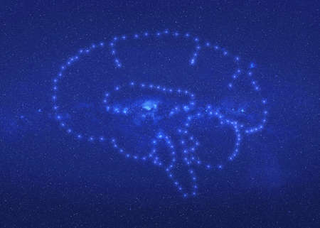 Brain constellation stars with lines in outer space.の写真素材