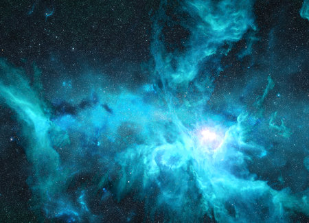 The Sword of Orion nebula at blue light. Science astronomy concept wallpaper.の写真素材