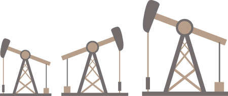 Oil rigs isolated on white. fuel mining concept. pumping oil. vector illustration.のイラスト素材