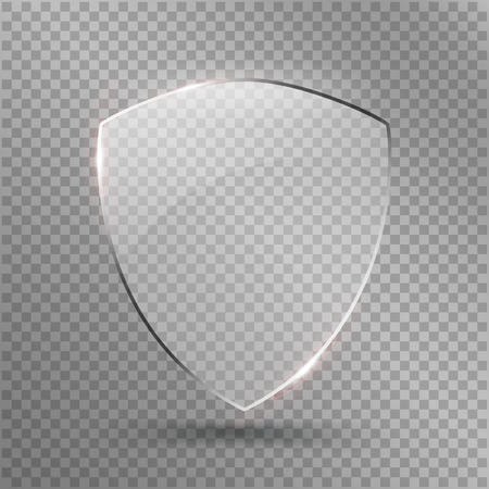 Transparent Shield. Safety Glass Badge Icon. Privacy Guard Banner. Protection Shield Concept. Decoration Secure Element. Defense Sign. Conservation Symbol. Vector illustrationのイラスト素材