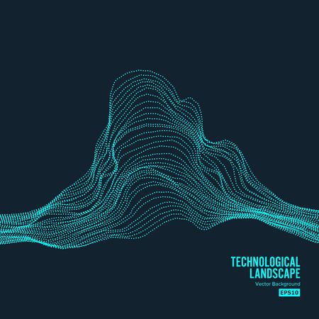 Abstract Landscape Background. Cyberspace Dynamic Particles. Vector Illustrationのイラスト素材