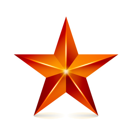 Achievement Vector Star. Red Sign. Decoration Symbol. 3d Shine Icon Isolated On White Background.のイラスト素材
