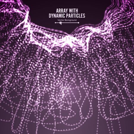 Array Vector With Splash Particles. Big Data Complex. Digital Abstract Background  Glowing Halftoneのイラスト素材