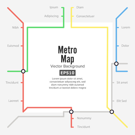 Metro Map Vector. Rapid Transit Illustration. Colorful Background With Stationsのイラスト素材