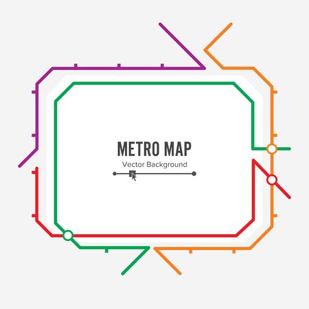 Metro Map Vector. Fictitious City Public Transport Scheme. Colorful Background With Stationsのイラスト素材