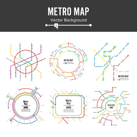 Metro Map Vector. Plan Map Station Metro And Underground Railway Metro Scheme Illustration. Colorful Background With Stationsのイラスト素材