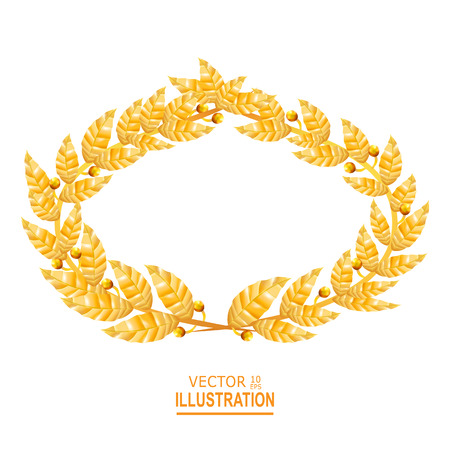 Laurel Crown. Greek Wreath With Golden Leaves. Vector Illustrationのイラスト素材