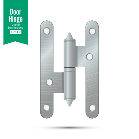 Door Hinge Vector. Classic And Industrial Ironmongery Isolated On White Background. Simple Entry Door Metal Hinge Icon. Stainless Steel. Stock Illustrationのイラスト素材