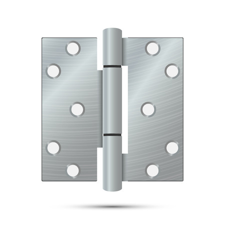 Door Hinge Vector. Classic And Industrial Ironmongery Isolated On White Background. Simple Entry Door Metal Hinge Icon. Stainless Steel. Stock Illustrationのイラスト素材