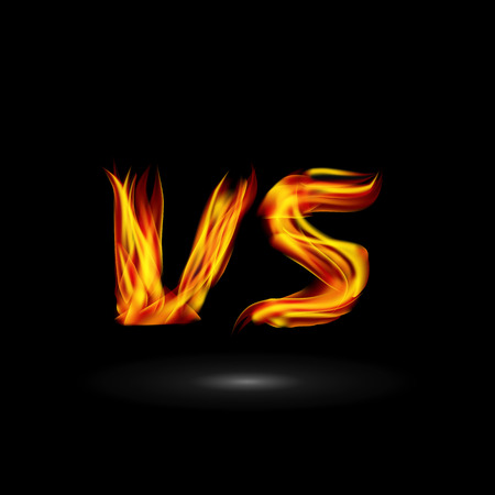Versus Vector. Flame Letters Fight Background Design. Competition Iconのイラスト素材